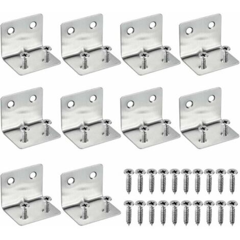 Équerre de Fixation Inox Équerres d'Assemblage 30x37x1.3mm 10 PCS Support de Coin en Forme de L Équerre Angle Droit