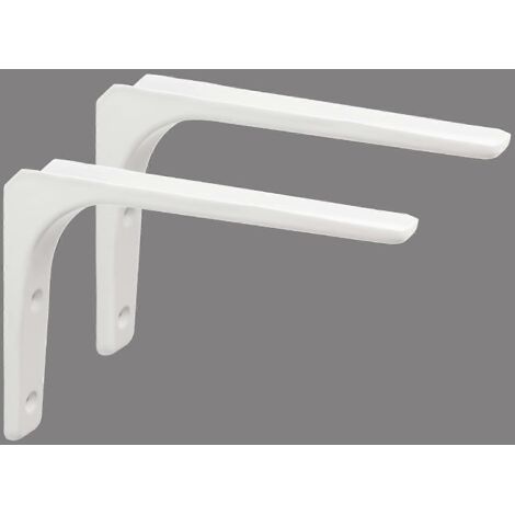 Équerre de fixation murale, 200 mm x 150 mm, finition métal blanc brillant, lot de 2 - AquaForge