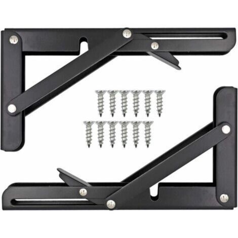 Équerre de fixation pliable en acier inoxydable – Charge lourde – Dimensions 20,5 x 10,8 cm – Pour étagères et établis