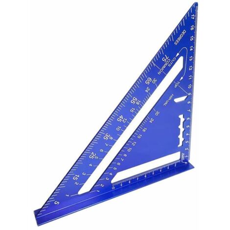 Équerre de menuiserie bleue, rapporteur triangulaire, outil de mesure d'angle, équerre pour le travail du bois, les projets de construction (métrique)