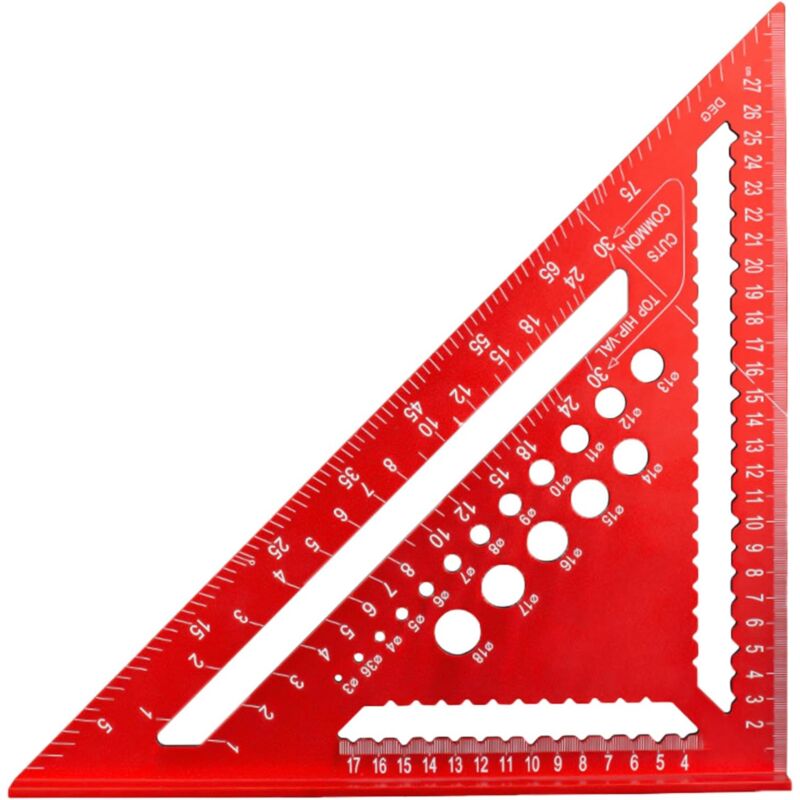 Crea - querre de menuiserie multifonctionnelle 12 pouces, outils de menuiserie de 45 à 90 degrés, règle triangulaire en alliage d'aluminium