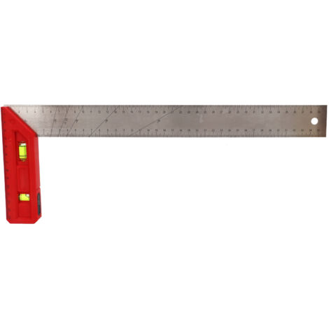 Équerre de menuiserie professionnelle 40cm avec niveau à bulle pour angles 90° et 45°