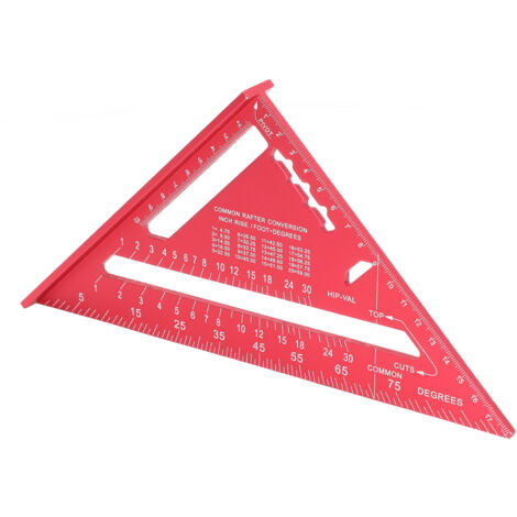 Équerre de menuisier en aluminium, carré de charpentier rouge avec peinture électrophorétique, échelle lisible