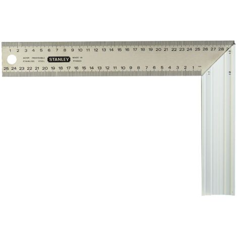 Stanley – Équerre de menuisier 250mm en acier inoxydable – Graduation millimétrique recto verso – Talon en aluminium extrudé pour précision