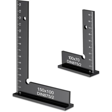Équerre de menuisier,Equerre Menuisier 90°,Équerre Multifonction,Aluminium 150x100mm +100x70mm Equerre Charpentier,convient pour les travaux de menuiserie de précision