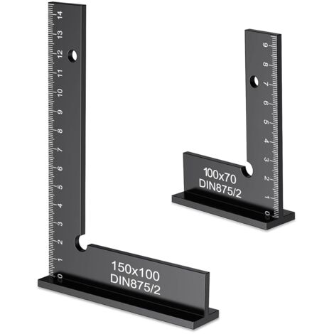 Équerre de menuisier,Equerre Menuisier 90°,Équerre Multifonction,Aluminium 150x100mm +100x70mm Equerre Charpentier,convient pour les travaux de menuiserie de précision