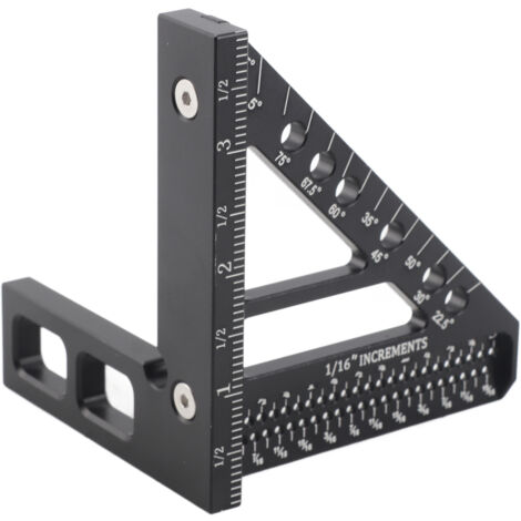Équerre de mesure aluminium multifonction avec pointeur de tracé et cales de positionnement pour travaux de menuiserie et artisans