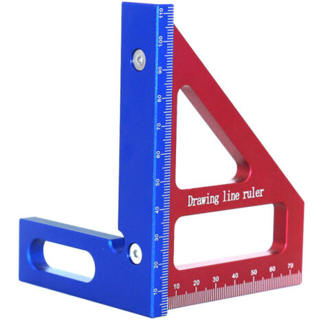 Équerre de mesure triangulaire 45/90 degrés, rapporteur, outil de mesure en alliage d'aluminium pour menuisier et ingénieur