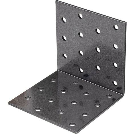 Équerre de plaque perforée DURAVIS® 80 x 80 x 80 mm, matériau : Acier, galvanisé sendzimir, surface : noir-diamant
