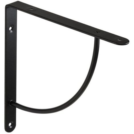 Équerre en acier peint noire 23 x 23 cm – Supporte jusqu'à 40 kg – Pour étagères et objets lourds – Garantie 5 ans