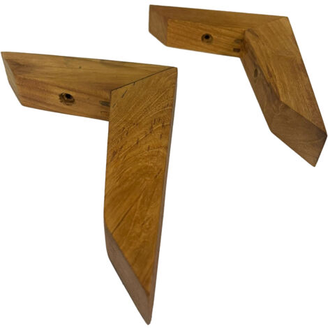 Equerre en Bois Teck Massif - 25x125x170mm - Fixation pour Etagère Murale