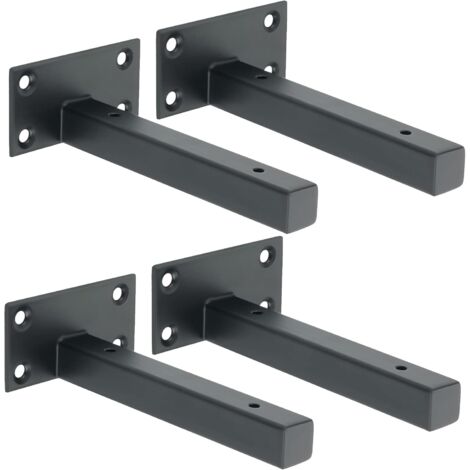 Équerre Étagère Industrielle Support Étagère à Fixation Murale Équerre Métale pour Planche Flottante Support Dissimulé Noir Mat, 4Pcs,
