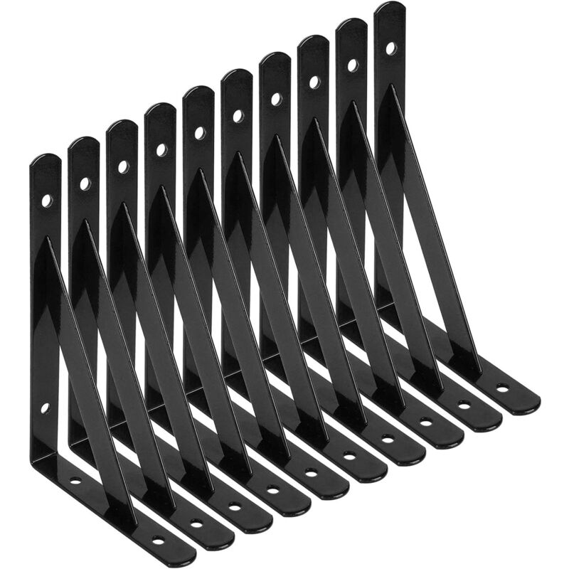 Equerre Etagere Murale, 10 Pcs Supports Triangulaires de 90 Degrés en Acier, Équerres Étagères 150mm x 95mm, Support d'angle Brace avec 50 pcs Vis et
