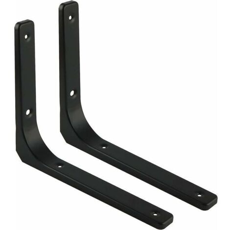 Equerre Etagere Murale, 2PCS Equerre Metal 300mm x 250mm Equerre Charge Lourde Support Etagere Murale Pour Deco Murale Cuisine Industrielle radiateur Montage Mural (le noir)