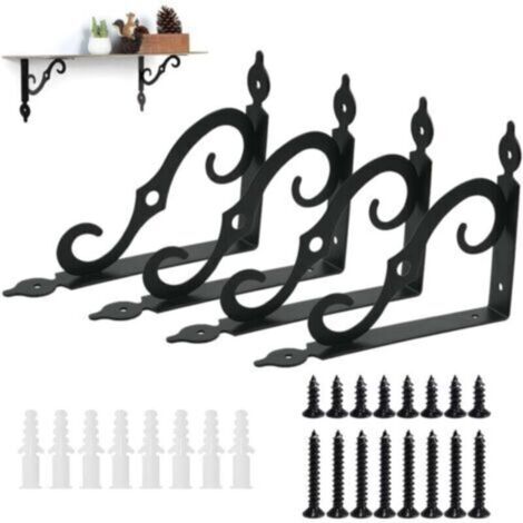 Equerre Etagere Murale 4 Pièces 19cm 14cm Equerre Charge Lourde Equerre Metal Etagere Equerre Fixation pour Étagère de Livres Jardinage Cuisine