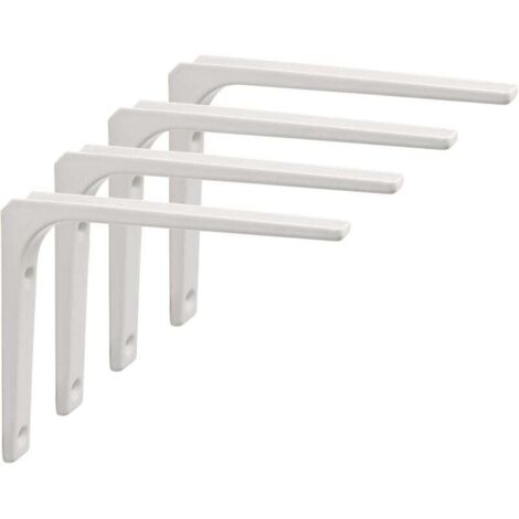 Equerre Etagere Murale, 4PCS Equerre Metal 150mm x 125mm Equerre Charge Lourde Support Etagere Murale Pour Deco Murale Cuisine Industri radiateur Montage Mural (Blanc)