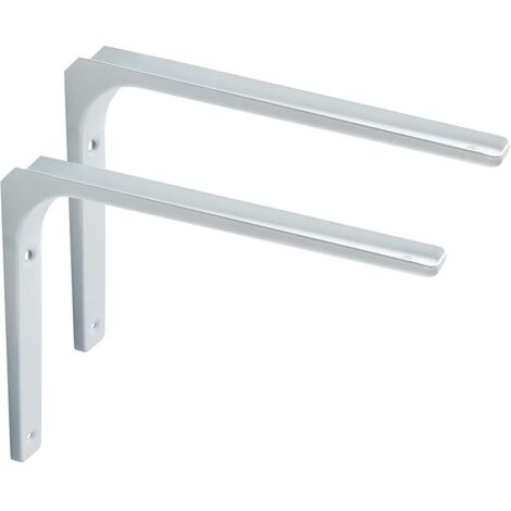Equerre Etagere Murale Charge Lourde, Fixation Flottante Support pour Salon Chambre Cuisine, Support Etagère Murale en Métal, 300mm250mm Blanc 2 Pcs, EJR300W-2P
