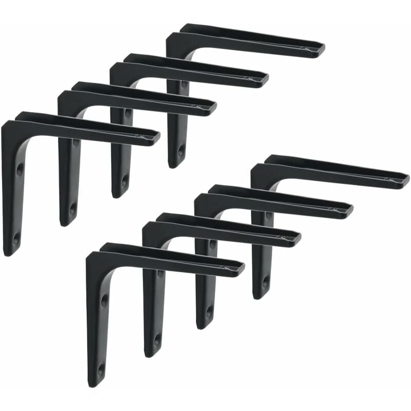 Querre Étagère Murale, Équerre Métal Mat Noir, Support Étagère Métal pour Déco Cusine, Équerre Charge Lourde, 100mm100mm, 4pcs. - Ahlsen