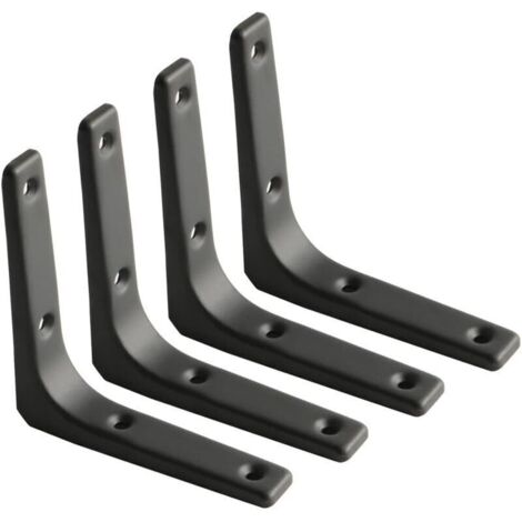 Équerre Étagère Murale, Équerre Métal Mat Noir, Support Étagère Métal pour Déco Cusine, Équerre Charge Lourde, 100mm100mm, 4pcs