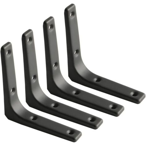 Équerre Étagère Murale, Équerre Métal Mat Noir, Support Étagère Métal pour Déco Cusine, Équerre Charge Lourde, 100mm100mm, 4pcs-LIAIKI