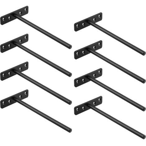 Equerre Etagere Murale Fixation Flottante Invisible, Support Etagere Murale en Métal, Tablette Flottante Support Charge Lourde, Longueur 200MM, Noir 8 Pcs, EJY8008B-8P