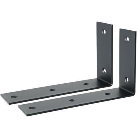 Equerre Etagere Murale Noire, Support Étagère Murale Charge Lourde Industrielle en Acier Inoxydable, Support Angle Brace en L pour Planche, 175 x 105 x 45mm, 2 Pcs