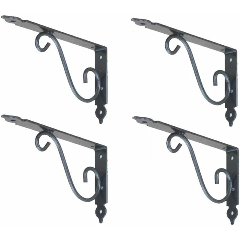 Equerre Etagere Murale,4 Pièces Supports Triangulaires de 90 Degrés en Acier,Fixation Murale En Forme De L Support,Multifonctionnels D'étagère De