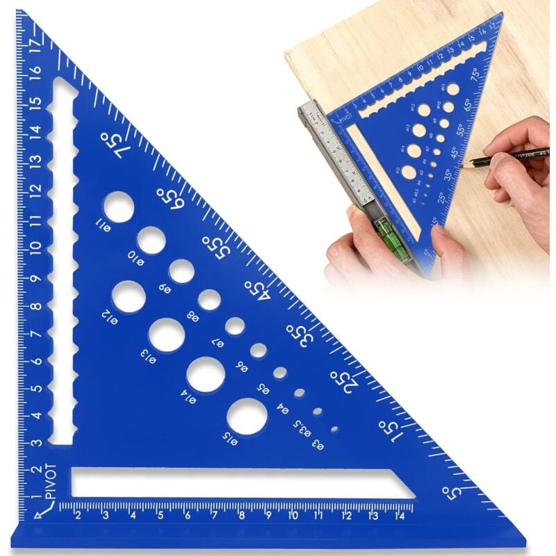 Equerre Menuisier 180mm, Equerre Charpentier, 45 90 Degres Rapporteur D'angle