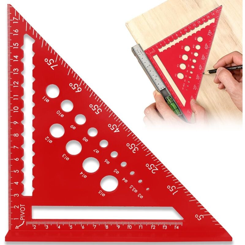 Equerre Menuisier 180mm, Equerre Charpentier, 45 90 Degres Rapporteur D'angle