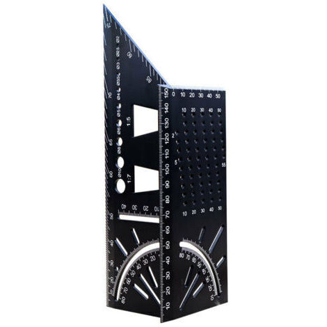 Équerre Menuisier 3D, Angle Règle Alliage d'Aluminium 45 90 Degrés d'Onglet Travail du Bois Règle de Mesure Poutres Tubes Tridimensionnel pour Décorative, version aléatoire inch/cm nvoyée
