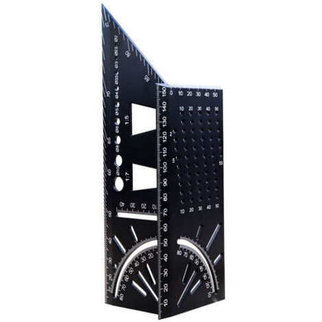 Équerre Menuisier 3D, Angle Règle Alliage d'Aluminium 45 90 Degrés d'Onglet Travail du Bois Règle de Mesure Poutres Tubes Tridimensionnel pour Décorative, version aléatoire inch/cm nvoyée