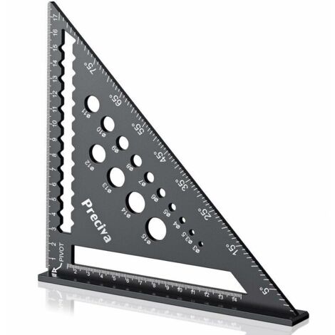 Équerre Menuisier Carré d'Alliage d'Aluminium 7 inch - Outil de mise en Page avec Échelle Métrique, Trous de Mesure et Angle de Tirage