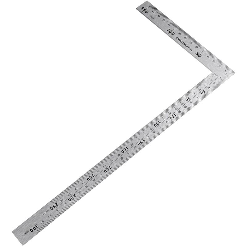 Equerre Menuisier Equerre Metal Menuisier Inoxydable Règle Carrée 150×300mm Angle droit de 90 degrés Règle en acier inoxydable pour Charpentier,