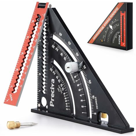Equerre Menuisier Metal Aluminium Règle de Triangle Pliante Équerre Combinée 317mm Multifonction Équerre Triangle Règle d'Angle Rapporteur 45 90 Degres/Outillage Charpentier/Outillage Bois