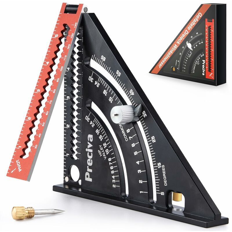 Ahlsen - Equerre Menuisier Metal Aluminium Règle de Triangle Pliante Équerre Combinée 317mm Multifonction Équerre Triangle Règle d'Angle Rapporteur