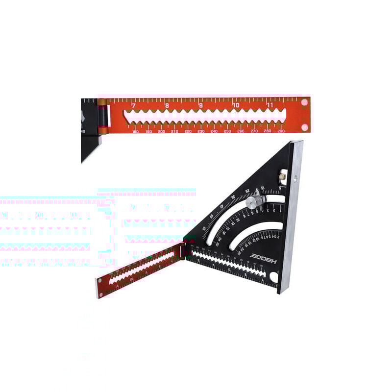 SNQ - Equerre Menuisier Metal Aluminium Règle de Triangle Pliante Équerre Combinée 317mm Multifonction Équerre Triangle Règle d'Angle Rapporteur 45