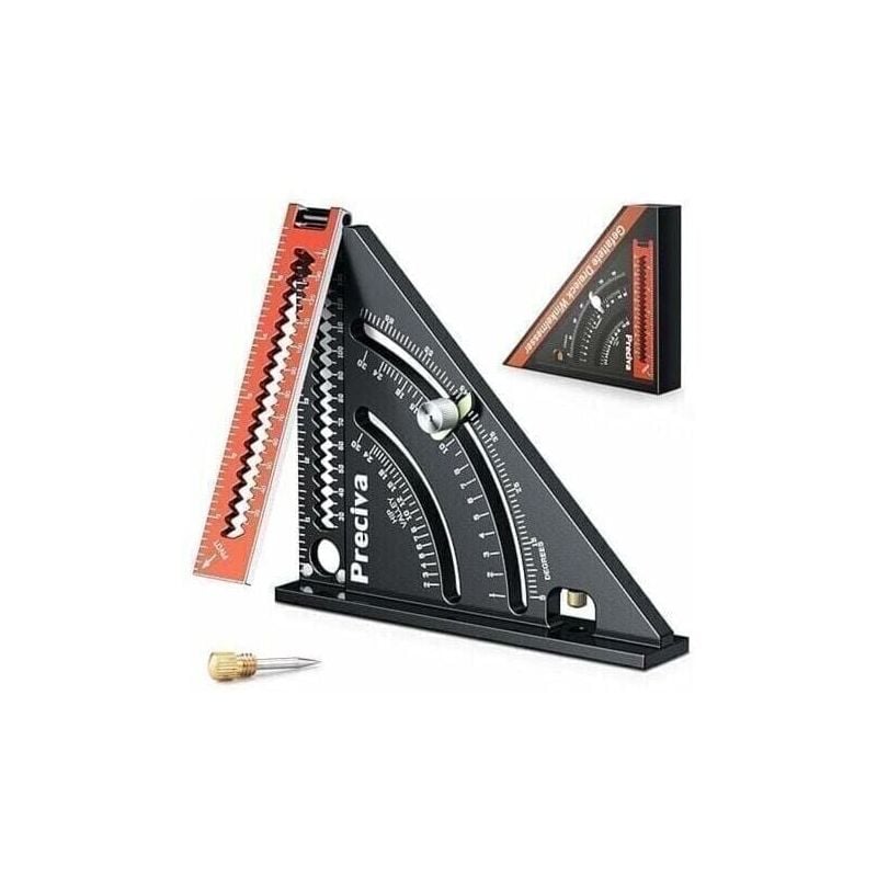 Equerre Menuisier Metal Aluminium Règle de Triangle Pliante Équerre Combinée 317mm Multifonction Équerre Triangle Règle d'Angle Rapporteur 45 90