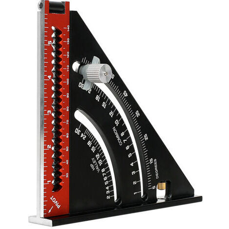 Equerre Menuisier Metal Aluminium Règle de Triangle Pliante Équerre Combinée Multifonction Équerre Triangle Règle d'Angle Rapporteur 45 90 Degres/Outillage Charpentier