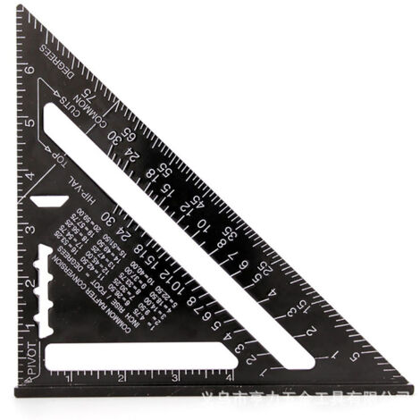 Equerre Menuisier MULTI FONCTIONS 180 mm Metal Aluminium Regle Équerre Trusquin Guide Raporteur Angle 45/ 90 Degres Outillage Charpentier Outil Traçage Guidage Menuiserie Bois - （Noir、7 pouces）