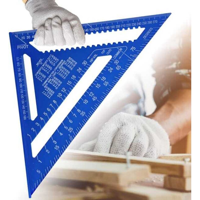 Linghhang - Equerre Menuisier multi fonctions 300 mm Metal Aluminium Regle Équerre Guide Raporteur Angle 45 90 Degres Outillage Charpentier Outil