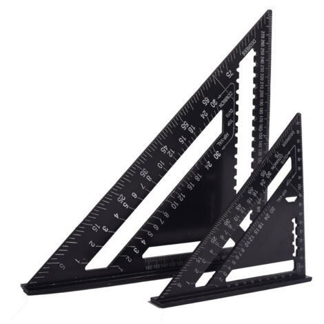 Equerre Menuisier Multifonctions 18cm et 30cm, Triangle Métal Aluminium Règle Équerre Trusquin Guide Raporteur Angle 45 90 Degres/Outillage Charpentier/Outil Traçage Guidage Menuiserie Bois