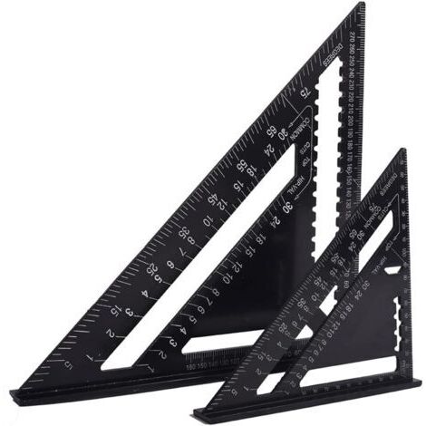 Equerre Menuisier Multifonctions 18cm et 30cm, Triangle Métal Aluminium Règle Équerre Trusquin Guide Raporteur Angle 45 90 Degres/Outillage Charpentier/Outil Traçage Guidage Menuiserie Bois