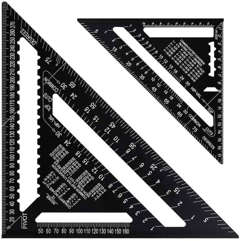 Equerre Menuisier Multifonctions 18cm et 30cm, Triangle Métal Aluminium Règle Équerre Trusquin Guide Raporteur Angle 45 90 Degres/Outillage