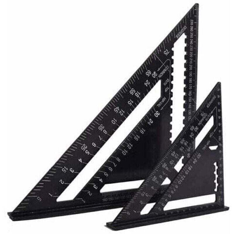 Equerre Menuisier Multifonctions 18cm et 30cm, Triangle Métal Aluminium Règle Équerre Trusquin Guide Raporteur Angle 45 90 Degres/Outillage