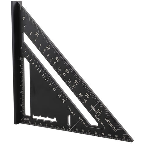 Equerre Menuisier Multifonctions 7 pouces,Triangle Métal Aluminium Règle Équerre Trusquin Guide Raporteur Angle 45 90 Degres/Outillage Charpentier/Outil Traçage Guidage Menuiserie Bois(métriqu