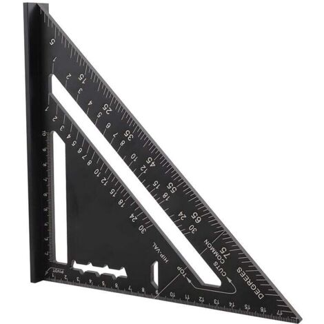Equerre Menuisier Multifonctions 7 pouces,Triangle Métal Aluminium Règle Équerre Trusquin Guide Raporteur Angle 45 90 Degres/Outillage Charpentier/Outil Traçage Guidage Menuiserie Bois(métriqu