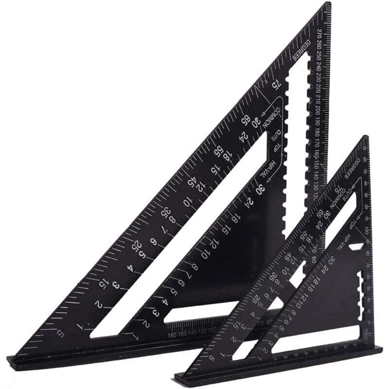 Equerre Menuisier Multifunctions 18cm et 30cm, Metal Aluminium Triangle Règle