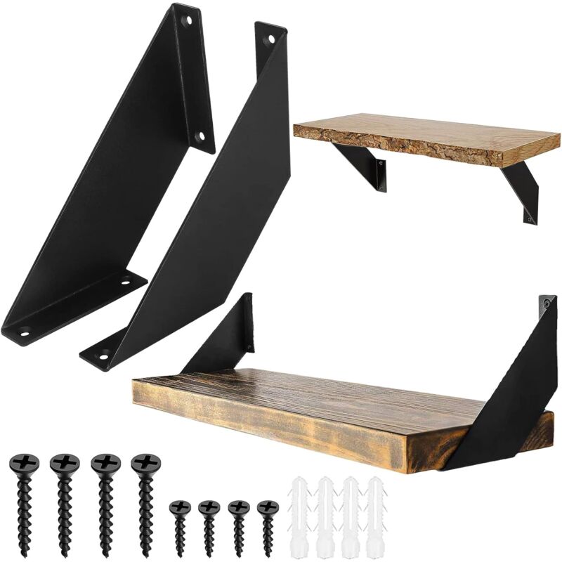 Aafgvc - Equerre Metal, Equerre Charge Lourde Antirouille, Support Etagere Murale Équerre Étagère Fer Forgé 15cm 2Pièces