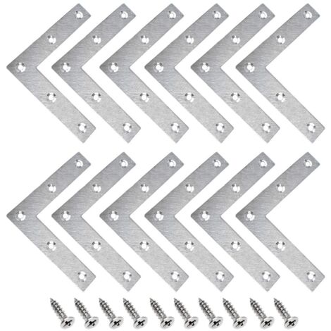 Equerre Metal Plate 15 Pièces en Acier Inoxydable - Angle de Fixation Forme L, Plats Droits Support, Connecteur D'angle Plaque Perforée, 8080MM