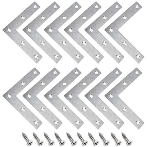 Equerre Metal Plate 15 Pièces en Acier Inoxydable - Angle de Fixation Forme L, Plats Droits Support, Connecteur D'angle Plaque Perforée, 8080MM